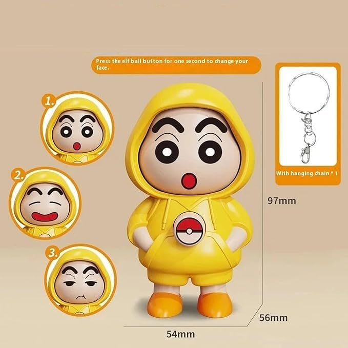 Shinchan Face Changing Keychain with 3 Expressions 3D Cartoon, 2PCS