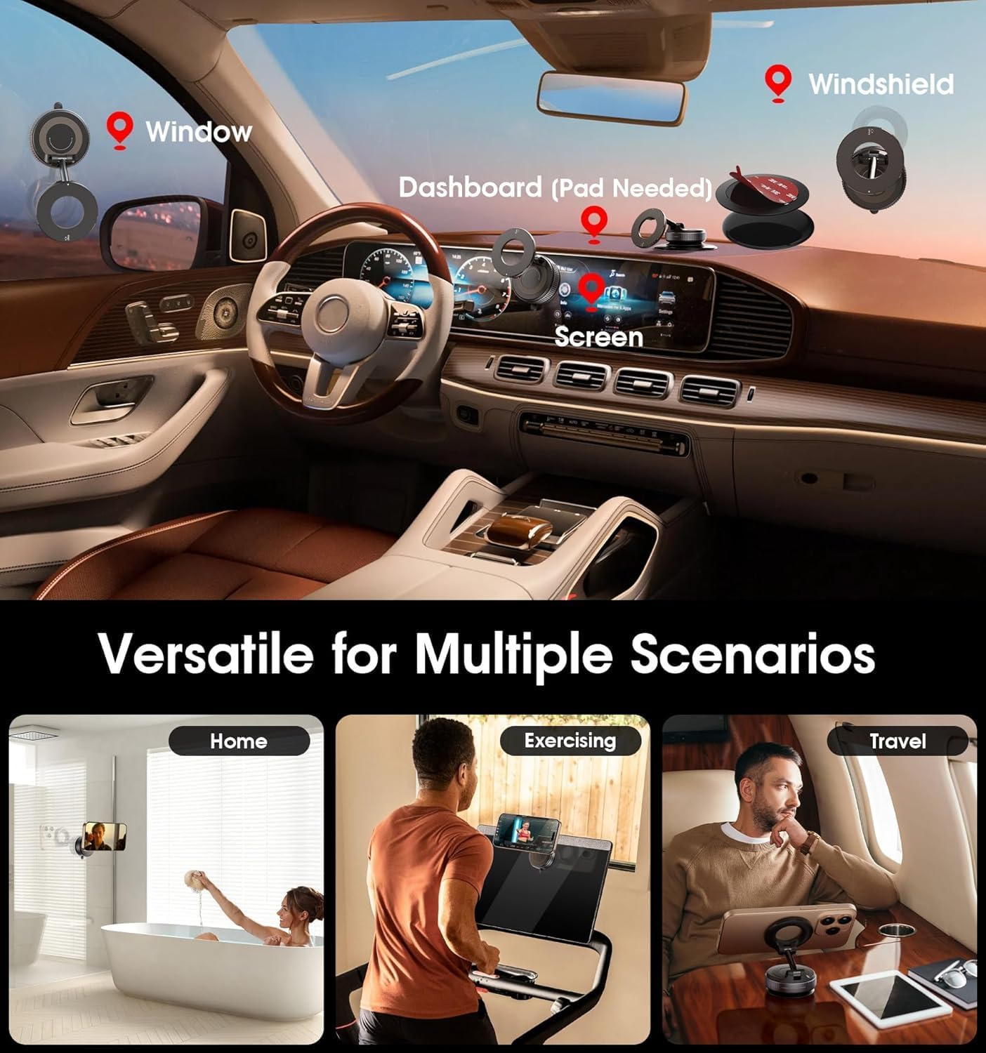 360° Magnetic Car Dashboard Phone Holder | Ultra Strong Vacuum Suction