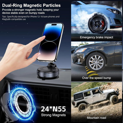 360° Magnetic Car Dashboard Phone Holder | Ultra Strong Vacuum Suction