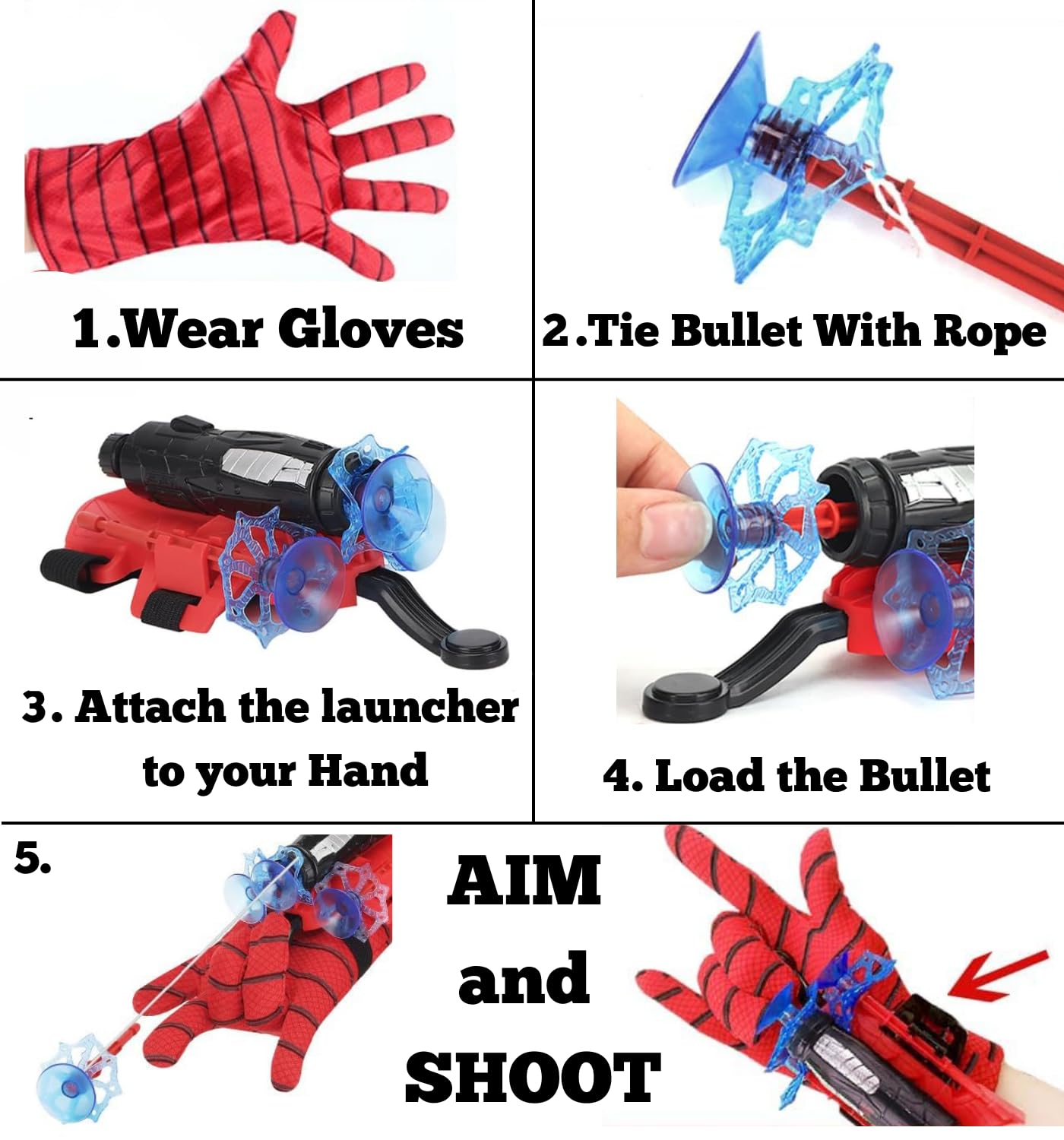 Spider Web Launcher Wrist Toy for Kids – Hero Shooter Set | Safe Sticky Wall Soft Bomb | Perfect for Cosplay & Fun Play