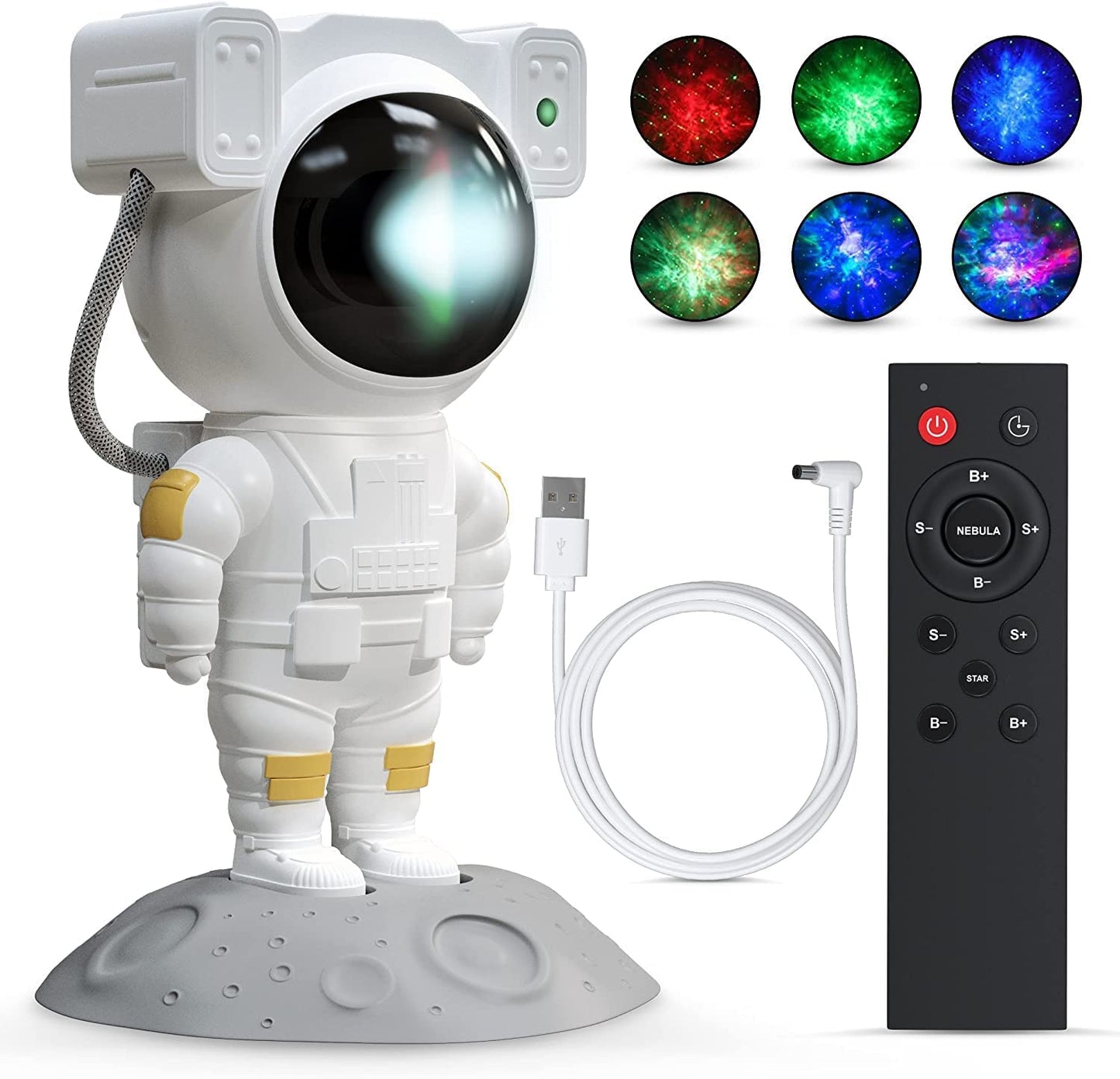 Astronaut Star Galaxy Projector Lamp – 360° Rotating Nebula Light with Remote & Timer | Adjustable Head Space Night Light for Kids Room, Gaming Setup & Home Decor
