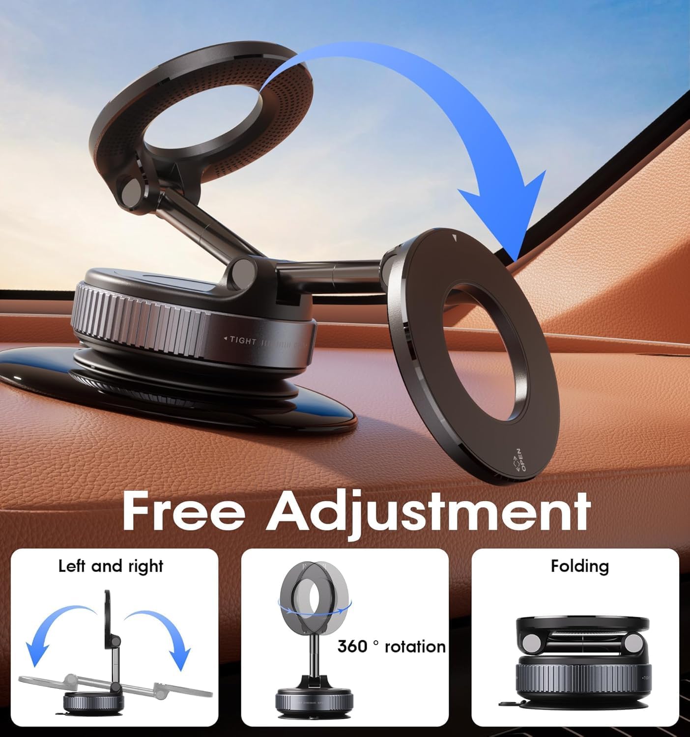 360° Magnetic Car Dashboard Phone Holder | Ultra Strong Vacuum Suction