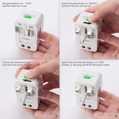 Worldwide All-in-One International Plug Adapter for 150+ Countries, Fast Charging Travel Charger