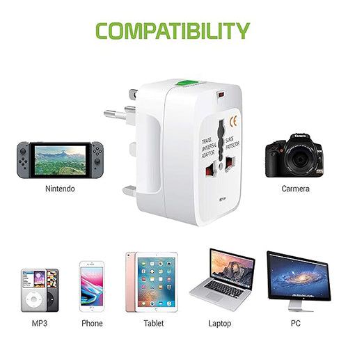 Worldwide All-in-One International Plug Adapter for 150+ Countries, Fast Charging Travel Charger